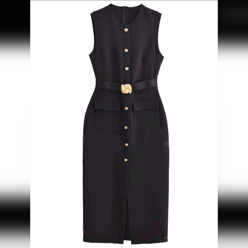Women Dresses Black Office Long Dresses For Women Spring Sleeveless Midi Dress - Picture 4 of 7